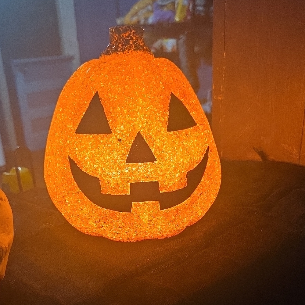 Glowing Orange Jack-O'-Lantern Decoration